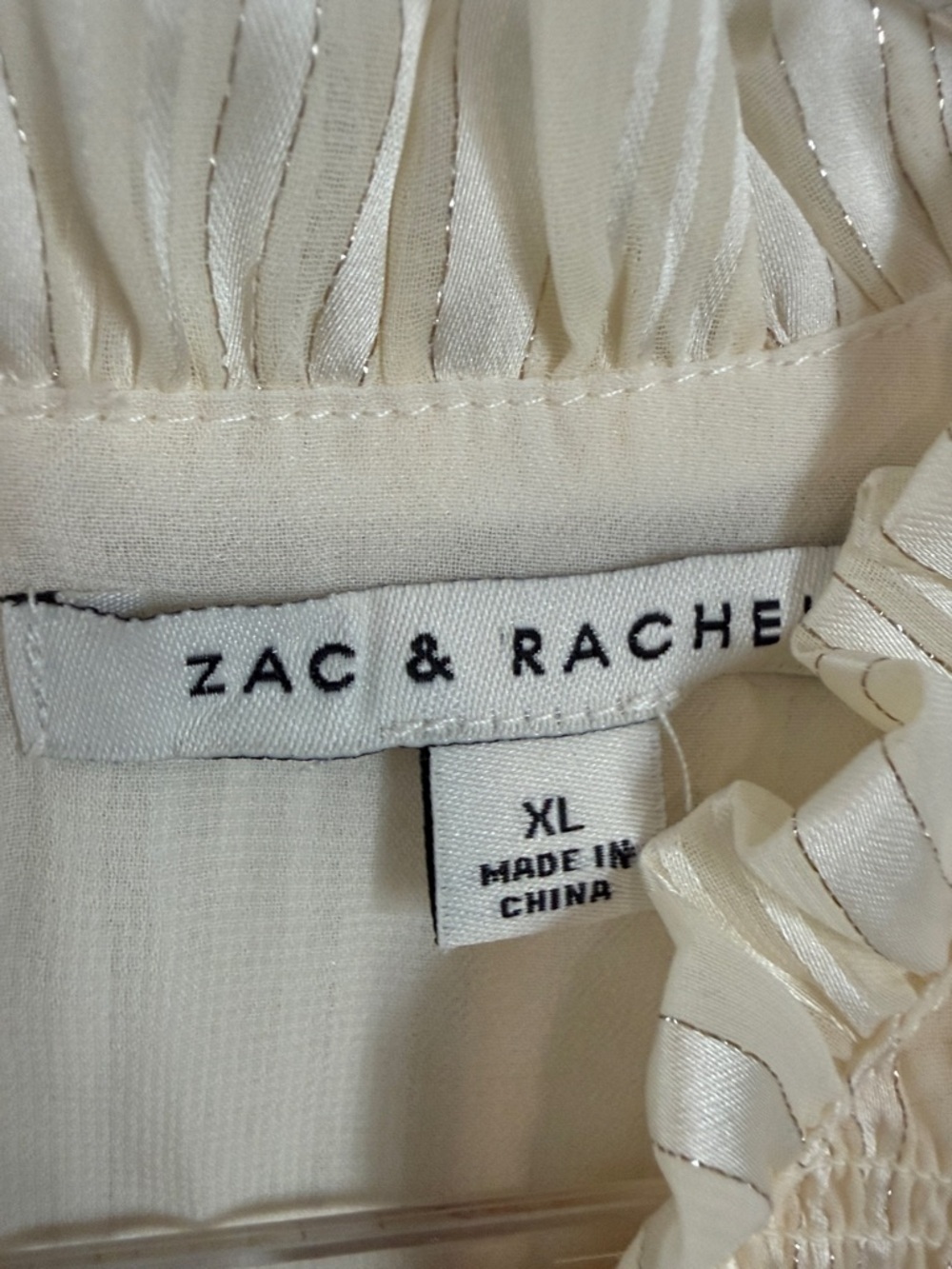 Zac & Rachel Ivory Smocked Yoke Ruffled Neck Long Sleeve Blouse - Picture 2 of 7